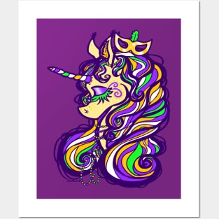 Mardi Gras Unicorn Posters and Art